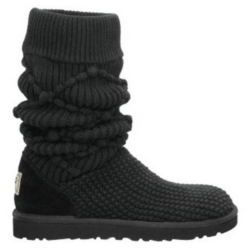 UGG Black Argyle Knit Boots Size 8